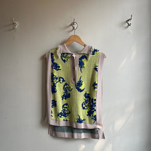 Load image into Gallery viewer, Henrik Vibskov - polo knit vest - green tomato grid - front flat
