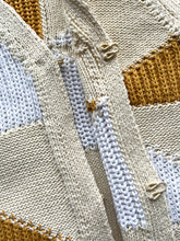 Load image into Gallery viewer, Thinking Mu - Robbie Knitted Vest - Ecru - closeup of knit pattern front fastening
