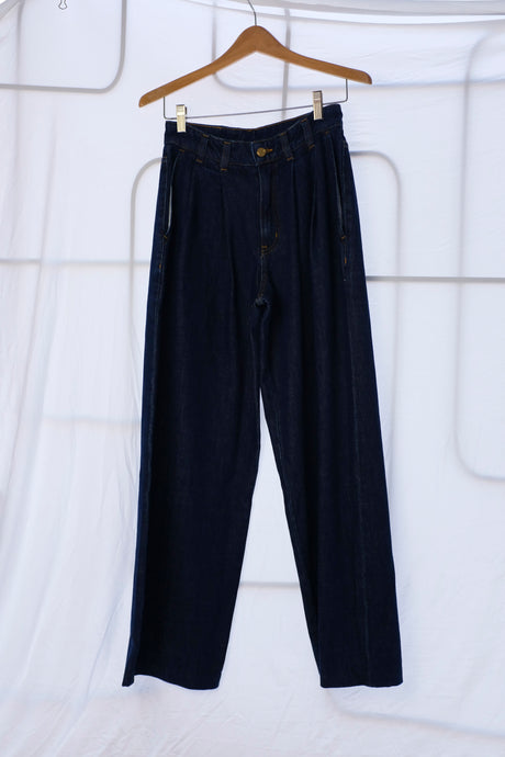 B-sides - Pleated Pant - Blue Rinse - flat front