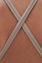 Load image into Gallery viewer, Filippa K Cross-Back Swimsuit - Hazel Shiny - back cross straps on model
