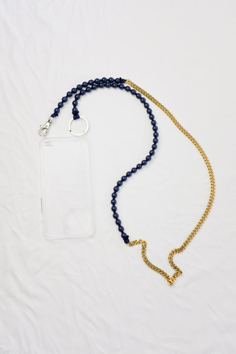 Ina Seifart - Perlenpanzer Phone Necklace - Blueberry/Brass 