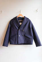 Load image into Gallery viewer, Soeur - Constant Short Wool Coat - Heather Navy - flat front