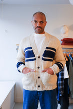 Load image into Gallery viewer, Langdale Cardigan - Sand/Navy Stripe