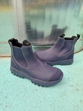 Load image into Gallery viewer, Woden Magda Rubber Track Boot - Navy/Coffee Cream - sides
