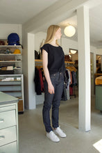 Load image into Gallery viewer, Full body shot of the petite standard jeans (raw denim)
