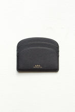 Load image into Gallery viewer, Demi-Lune Cardholder - Black Embossed calfskin leather