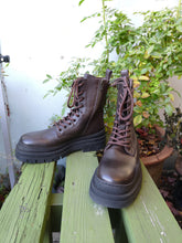 Load image into Gallery viewer, Sister x Soeur Brooke Combat Boot - Dark Brown - front and side
