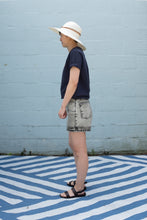 Load image into Gallery viewer, Wemoto Tent tee and Pastiche irvy denim shorts with Chamula brisa hat and Jerusalem Golan Slingback Sandal - side
