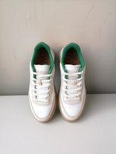 Load image into Gallery viewer, Woden May Sneakers - White/Basil - top of sneakers with lace details
