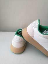 Load image into Gallery viewer, Woden May Sneakers - White/Basil - fish leather details at back of sneakers
