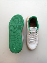 Load image into Gallery viewer, Woden May Sneakers - White/Basil - top and bottom rubber sole tread of sneakers
