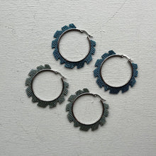 Load image into Gallery viewer, Ripsaw Hoops Earrings - Medium. Shown in blue and light teal silver.
