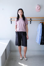 Allison Wonderland - Swift Blouse - Mauve Gingham - Tyrant Shorts - Black- front