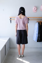 Allison Wonderland - Swift Blouse - Mauve Gingham - Tyrant Shorts - Black-back