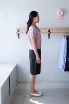 Allison Wonderland - Swift Blouse - Mauve Gingham - Tyrant Shorts - Black-side