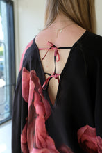 Load image into Gallery viewer, Anntian - Silk Top - Print E (Black Red Floral) - detial
