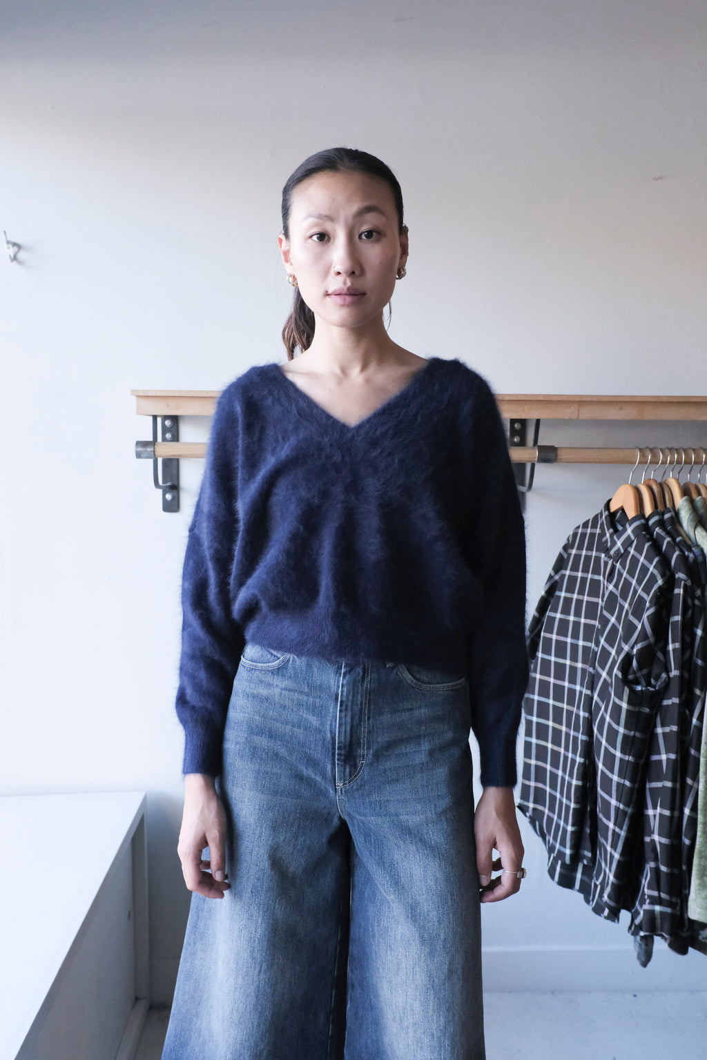 Bellerose - Datev Angora V-Neck Sweater - Navy- front