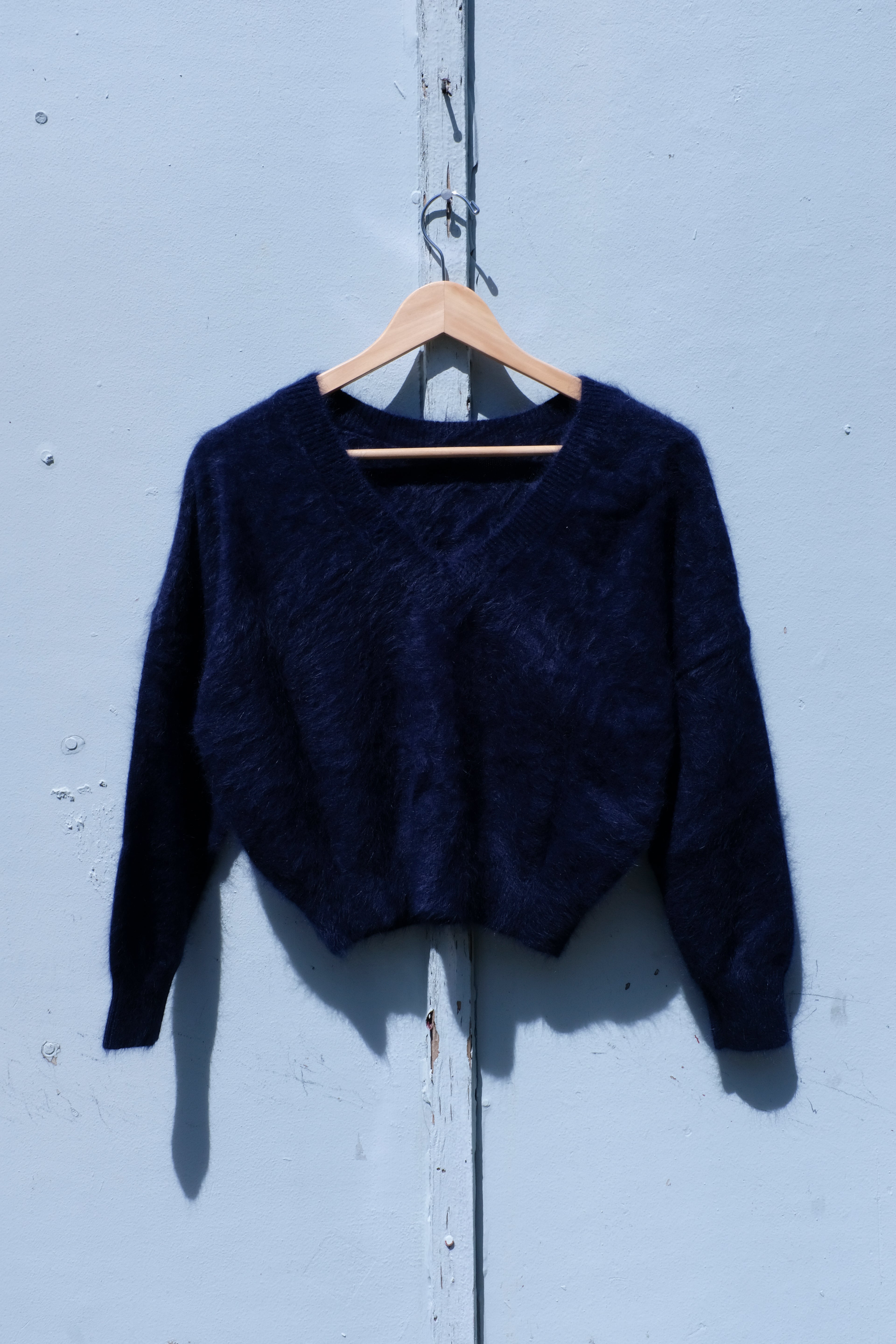 Datev Angora V-Neck Sweater - Navy