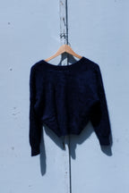 Datev Angora V-Neck Sweater - Navy