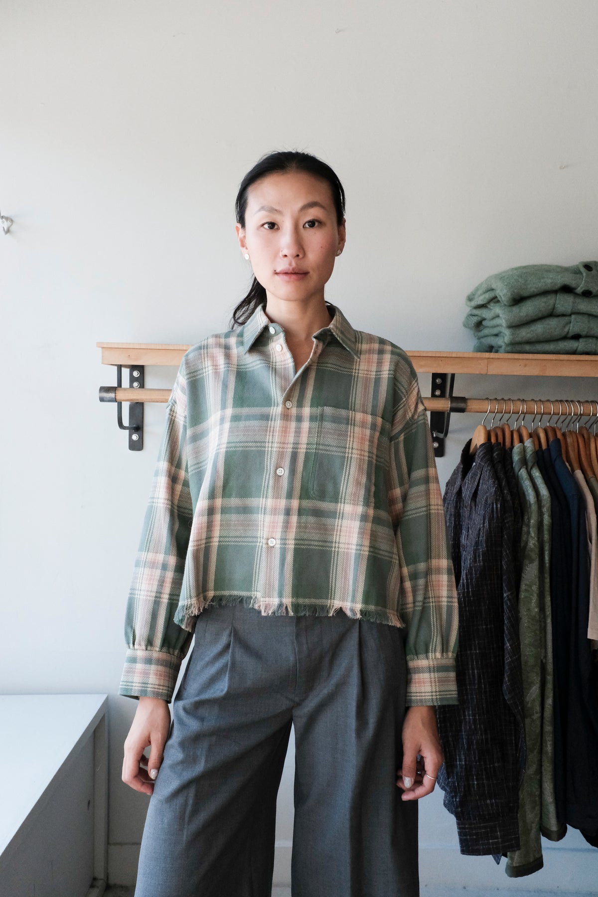 Jonnie Cropped Shirt - Checked