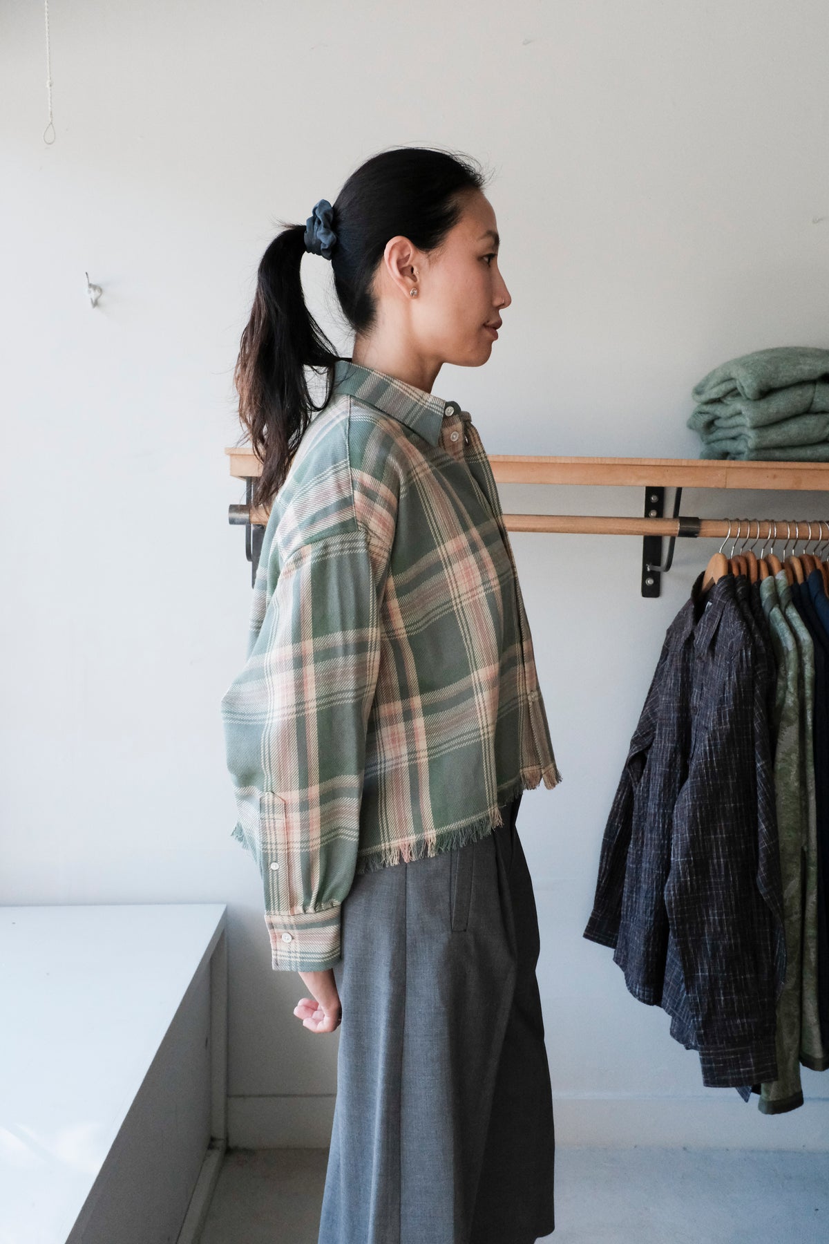 Jonnie Cropped Shirt - Checked