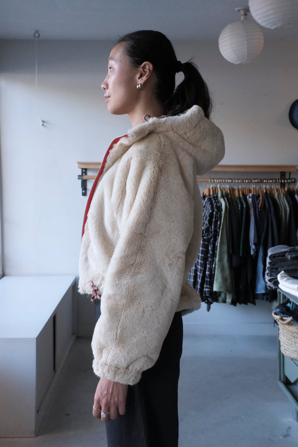 Bellerose - Loud Reversible Hooded Jacket - Pirate - oatmeal, fluffy side - side
