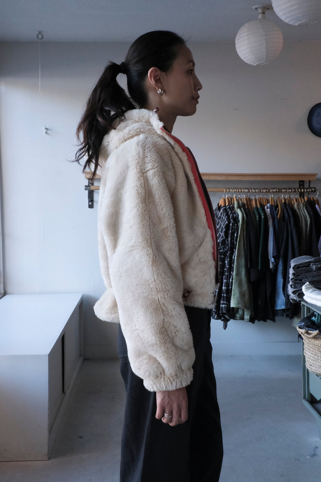 Bellerose - Loud Reversible Hooded Jacket - Pirate - oatmeal, fluffy side - side