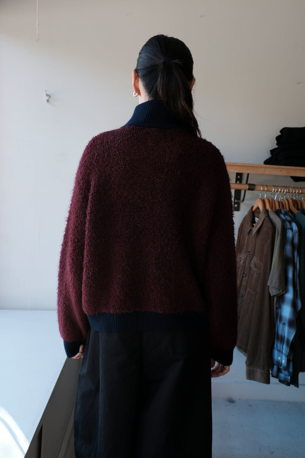 Dooh Zip Turtleneck Sweater - Wine