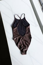 Load image into Gallery viewer, Filippa K - Cross-Back Swimsuit - Dark Oak - flat back
