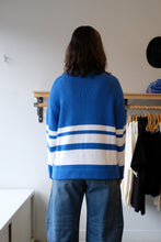 Load image into Gallery viewer, YMC - Flint Crew Knit Sweater - Blue/White - back
