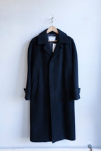 Load image into Gallery viewer, This is a classic black car coat with a relaxed but straight silhouette.
