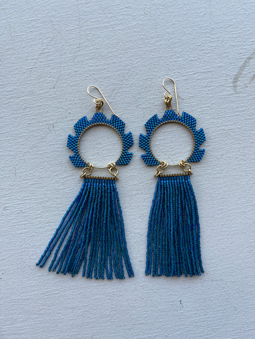 Victory Ripsaw Earrings - in blue