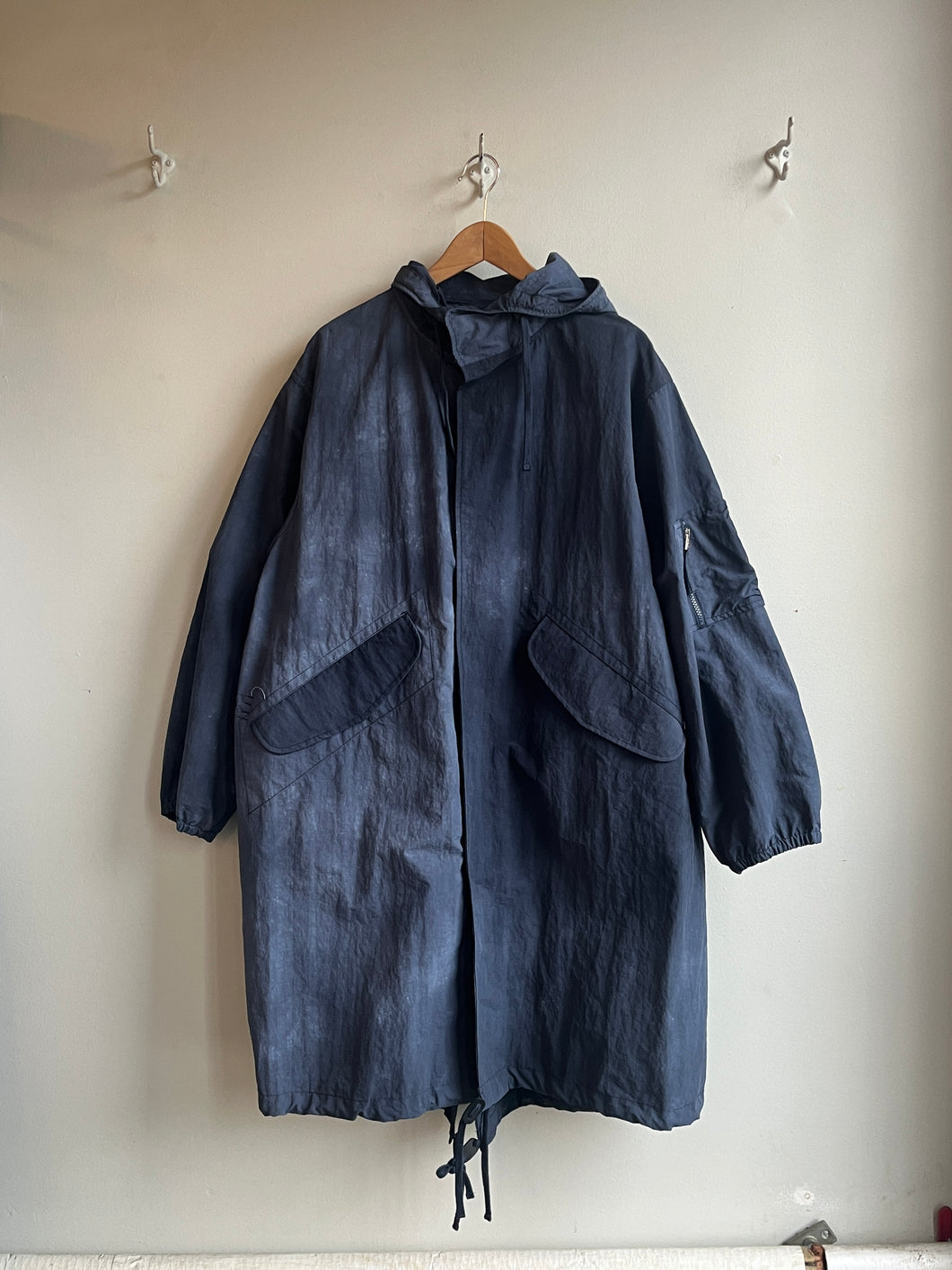 Universal Works - Beach Parka - Navy Splash Nylon - flat front