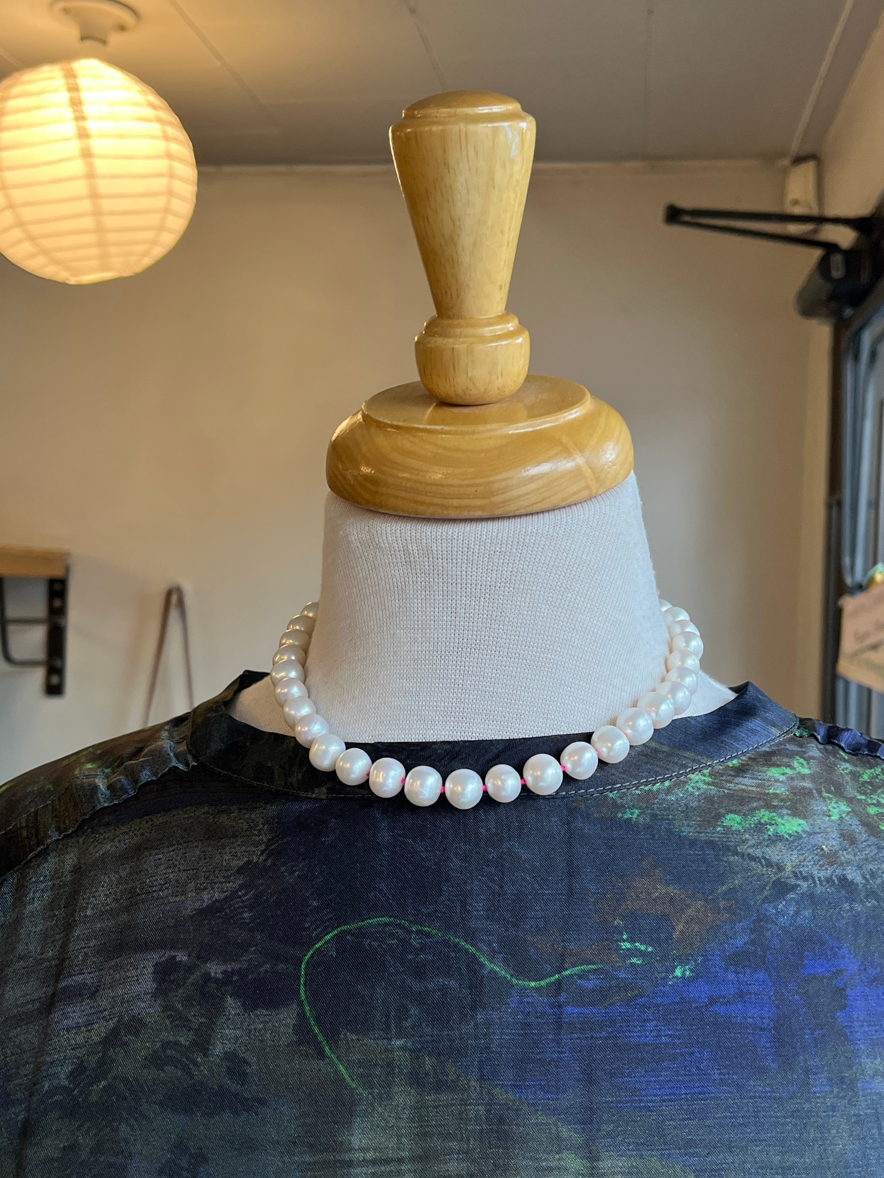 Monica Berdin - Freshwater Pearls Necklace (Rainbow) on mannequin collar