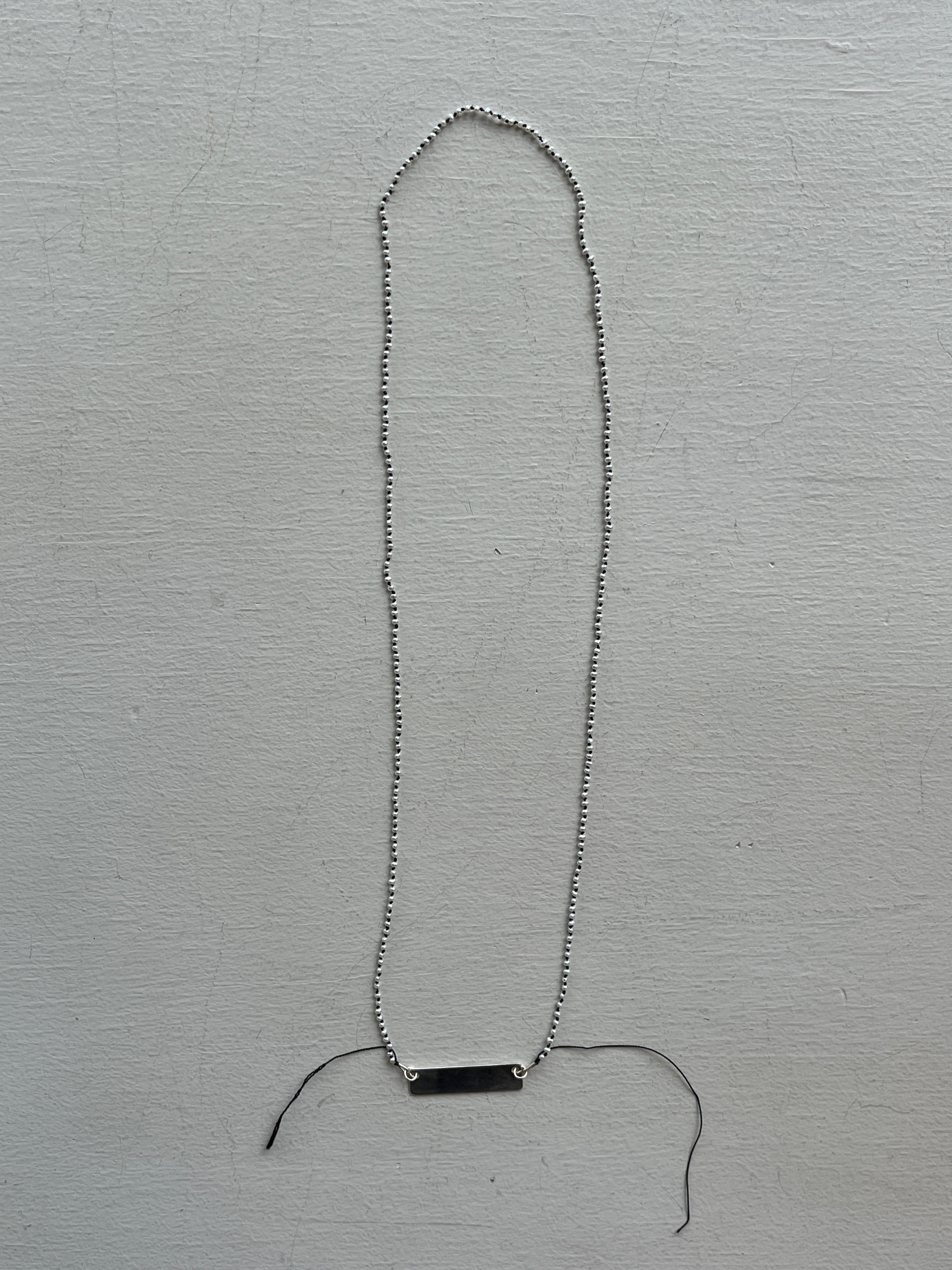 Monica Berdin - Mini pearls necklace on black silk necklace with sterling silver plate