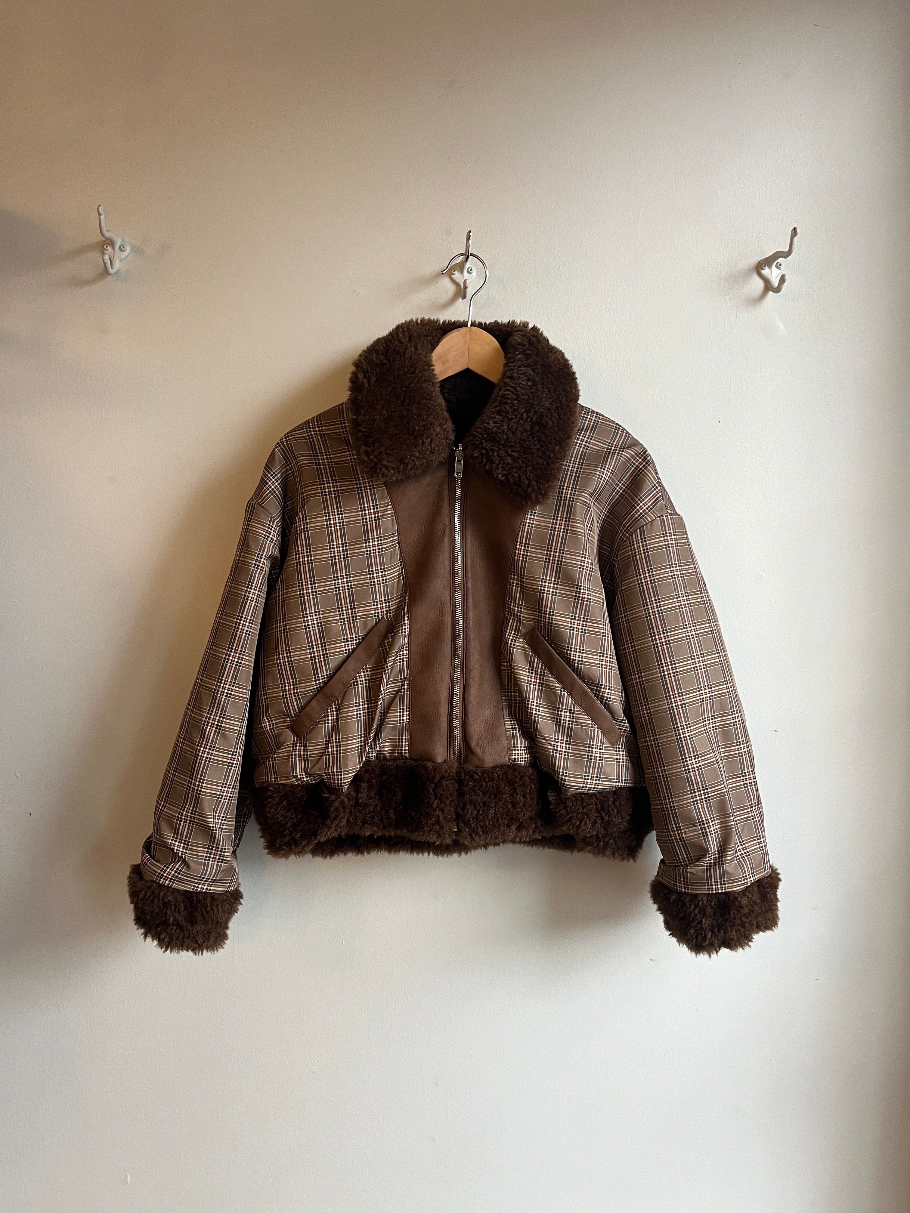 No 6 - Wicke Reversible Bomber - Chocolate - flat front