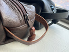 Erin Templeton - Dopp Kit - Large - Black and Brown closeup of details
