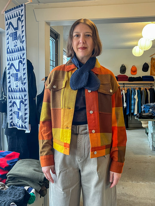 Thinking Mu - Creek Blanket Frans Jacket - Multicolour Checks - front 