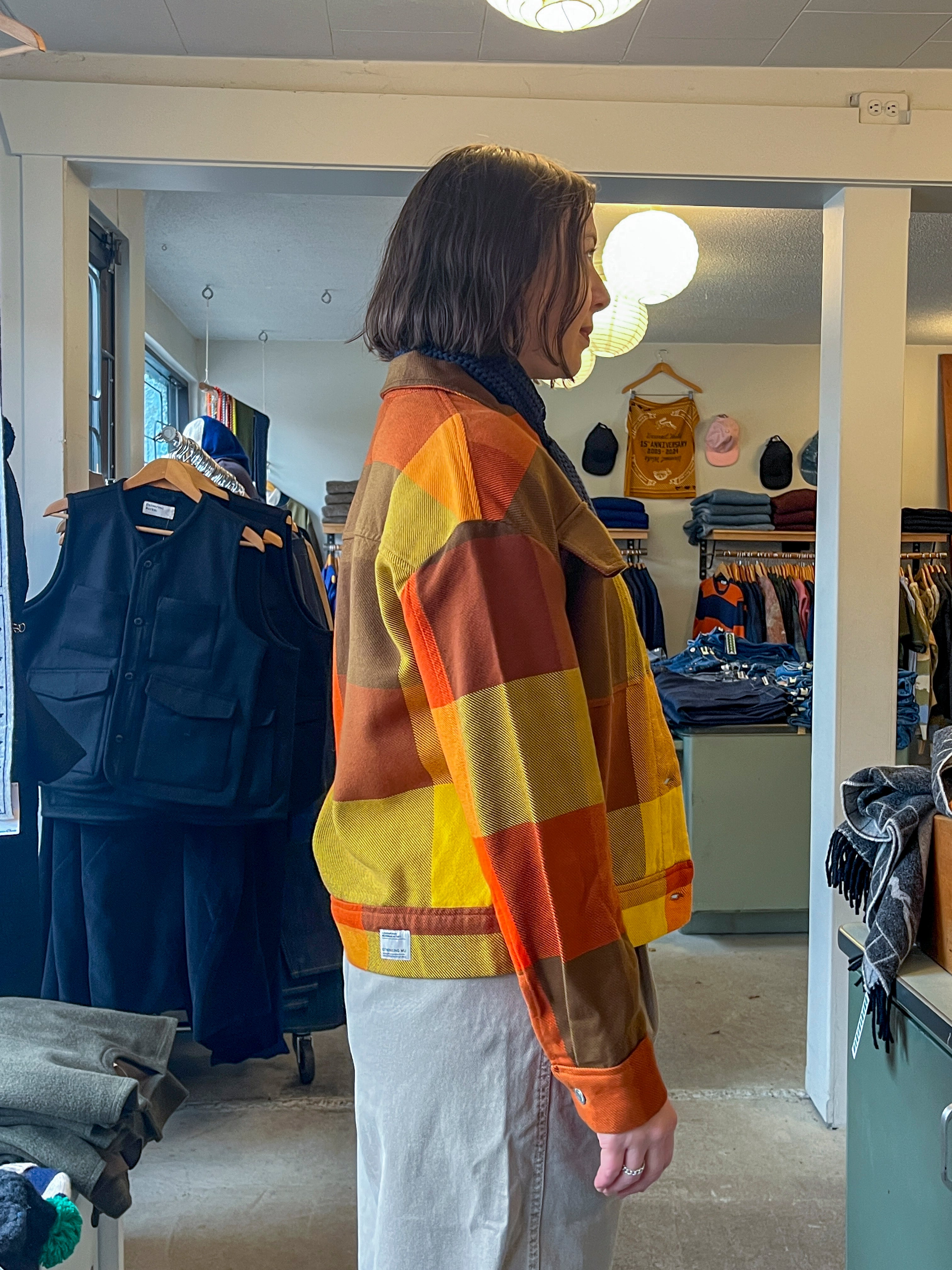 Thinking Mu - Creek Blanket Frans Jacket - Multicolour Checks - side