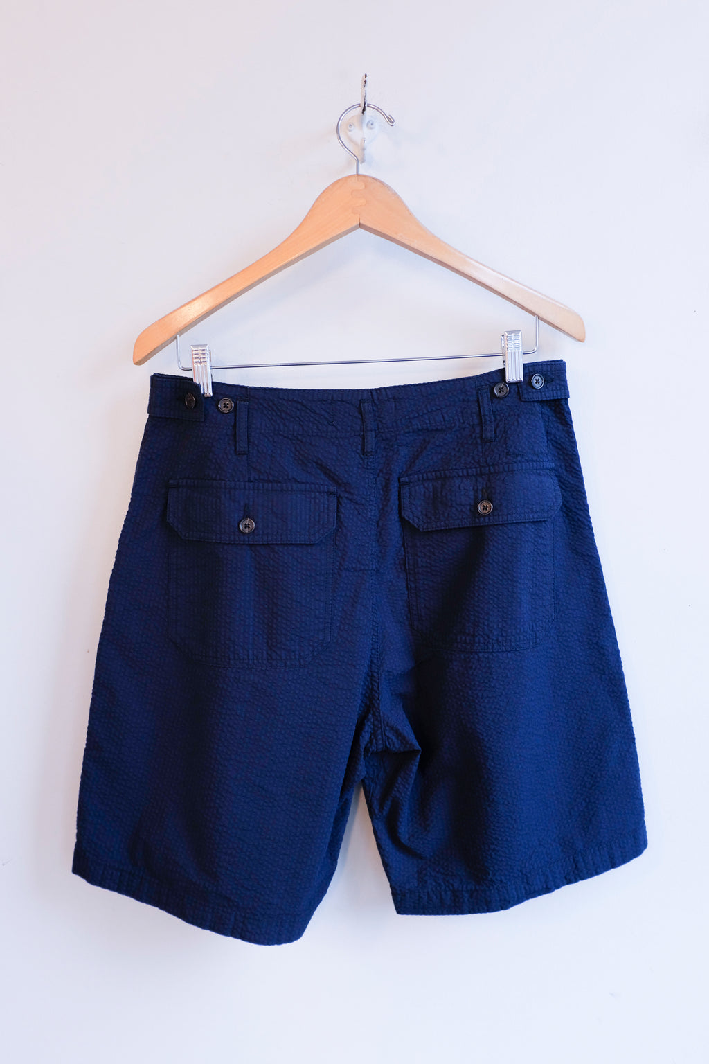 Universal Works - Clean Short - Navy Derby Stripe - back