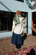 Load image into Gallery viewer, Henrik vibskov - Foxy Wool Scarf - Green Beige Cactus Grid - outfit back
