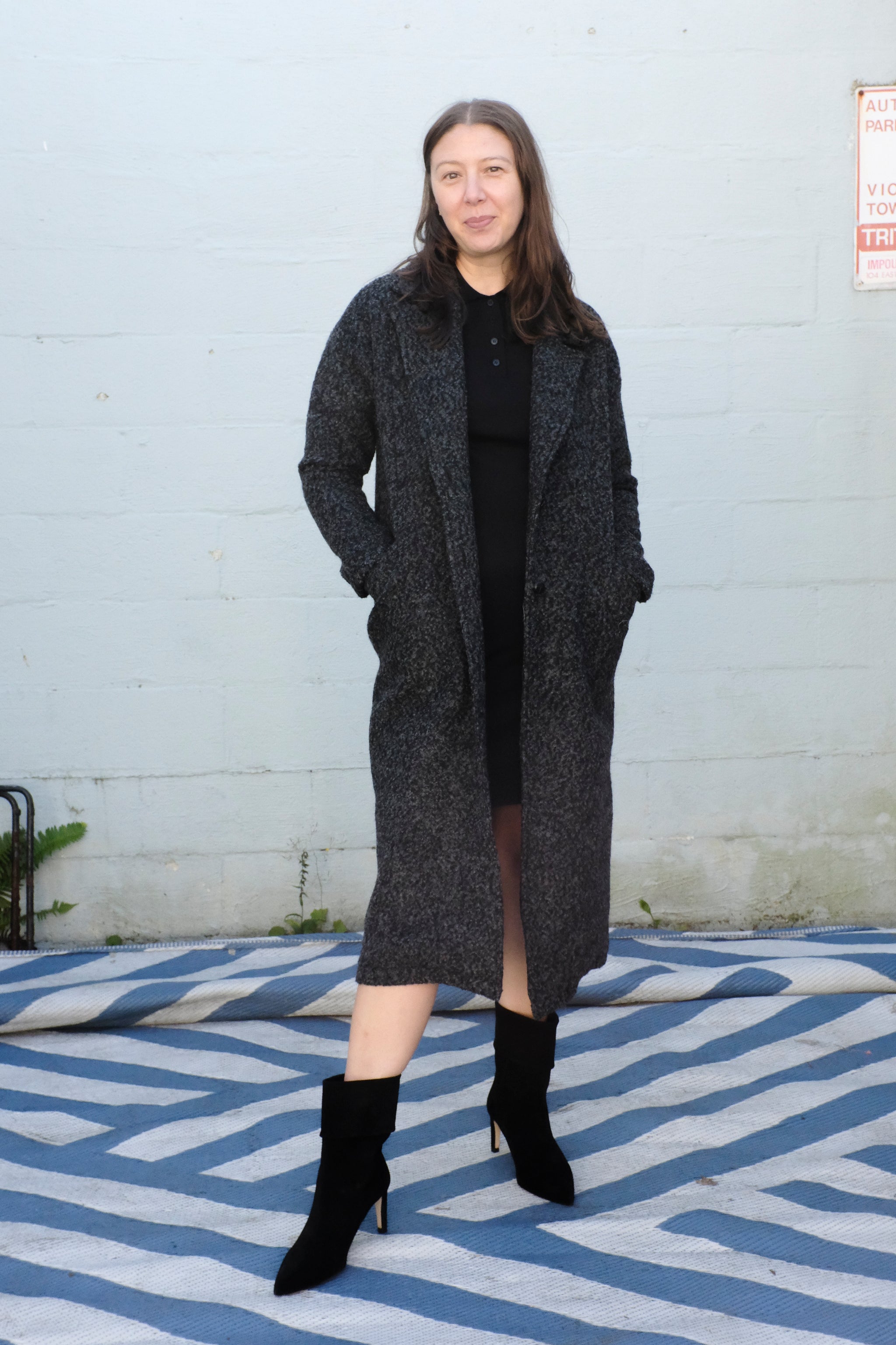 Grey boucle coat shop