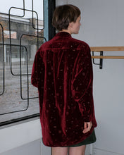 Load image into Gallery viewer, Anntian - Unisex Velvet Shirt - Wine Red/Gold Embroidery - back
