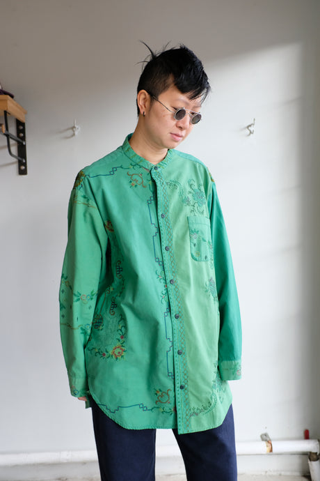 Anntian - Upcycling Shirt - Jade Vintage Table Cloth - A - front