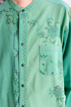 Load image into Gallery viewer, Anntian - Upcycling Shirt - Jade Vintage Table Cloth - A - front detail
