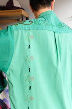 Load image into Gallery viewer, Anntian - Upcycling Shirt - Jade Vintage Table Cloth - A - back detail
