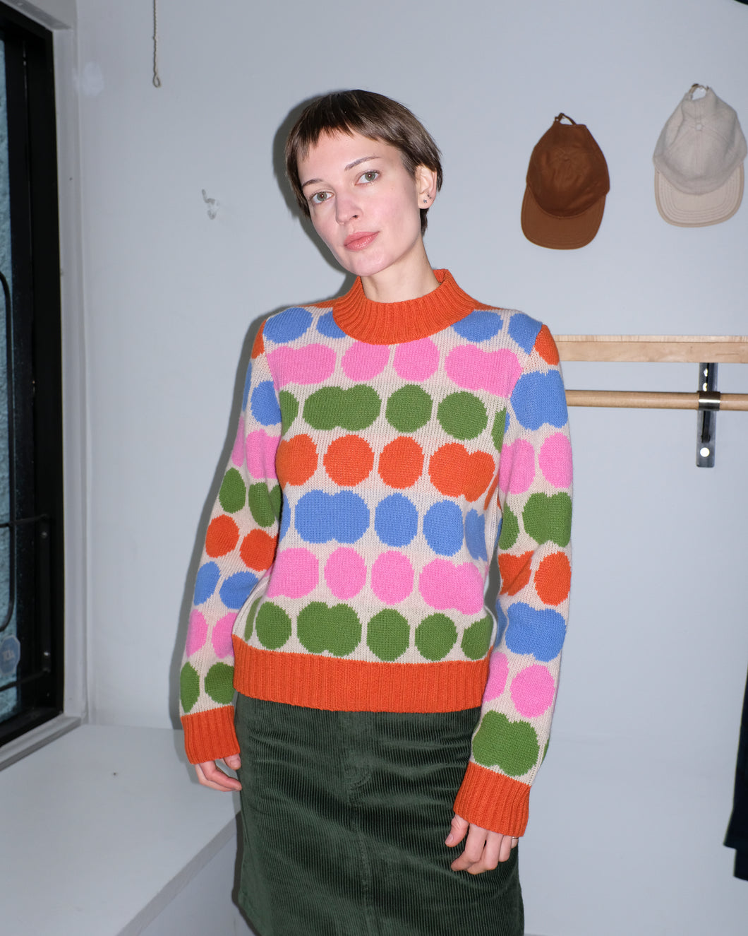 Thinking Mu - Ops Knitted Sweater - Dots Green - front