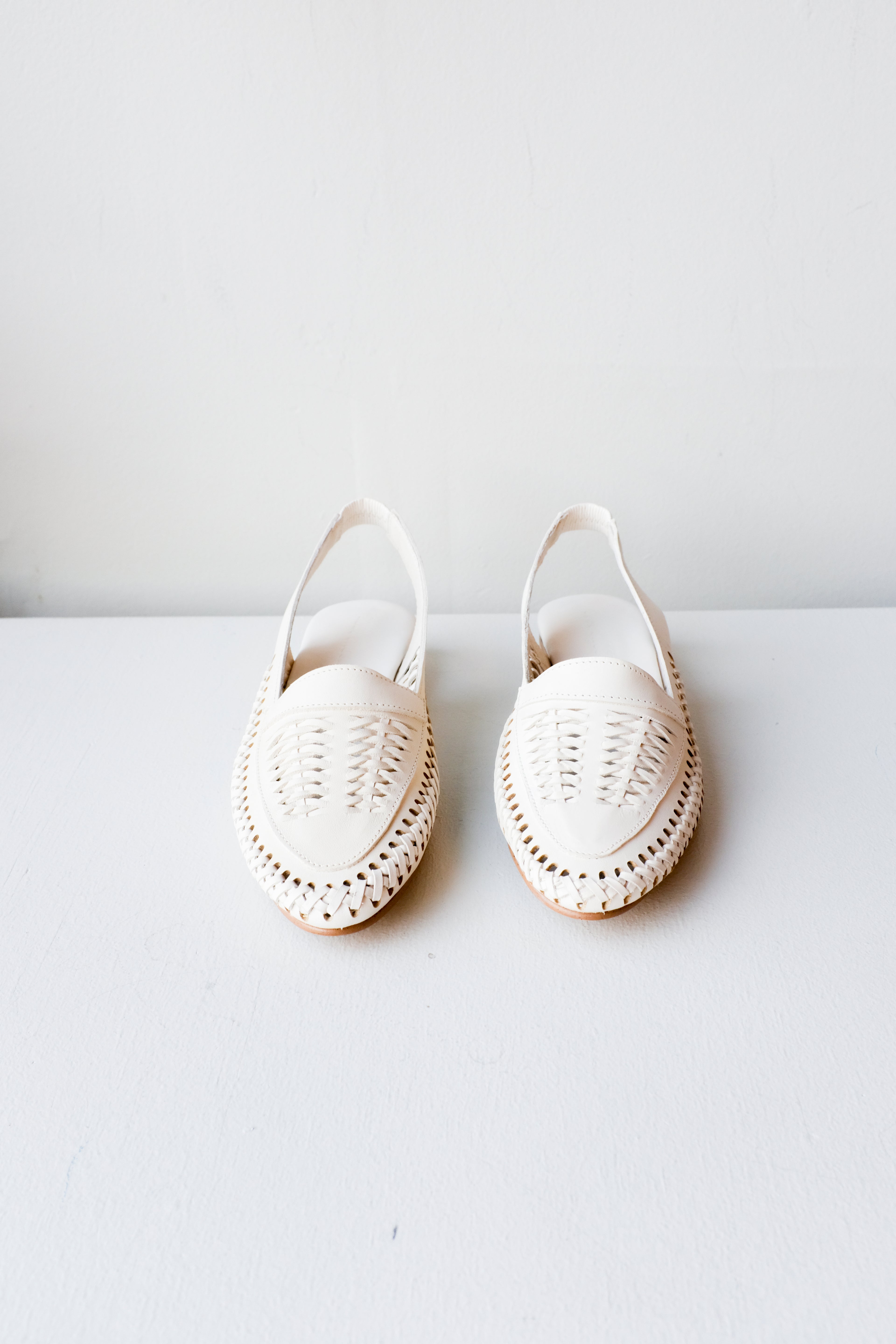 Bobo Choses - Braided Leather Slingbacks - Off-White - Front
