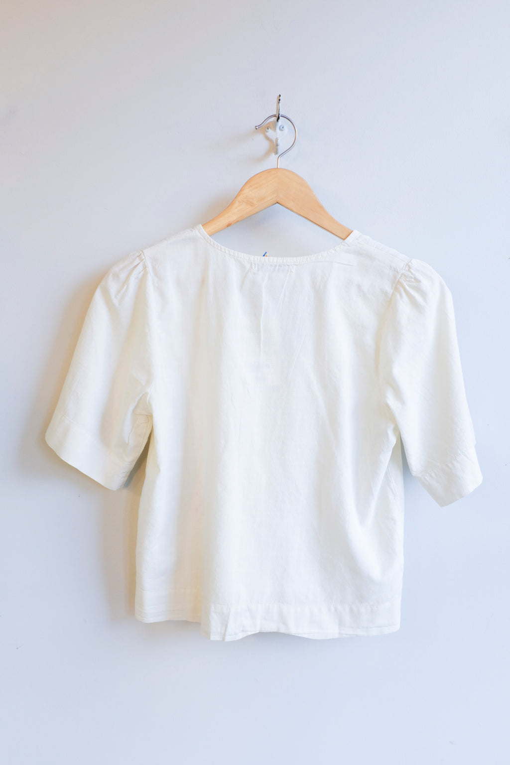 Bobo Choses - Embroidery Tied Blouse - Off-White - flat back