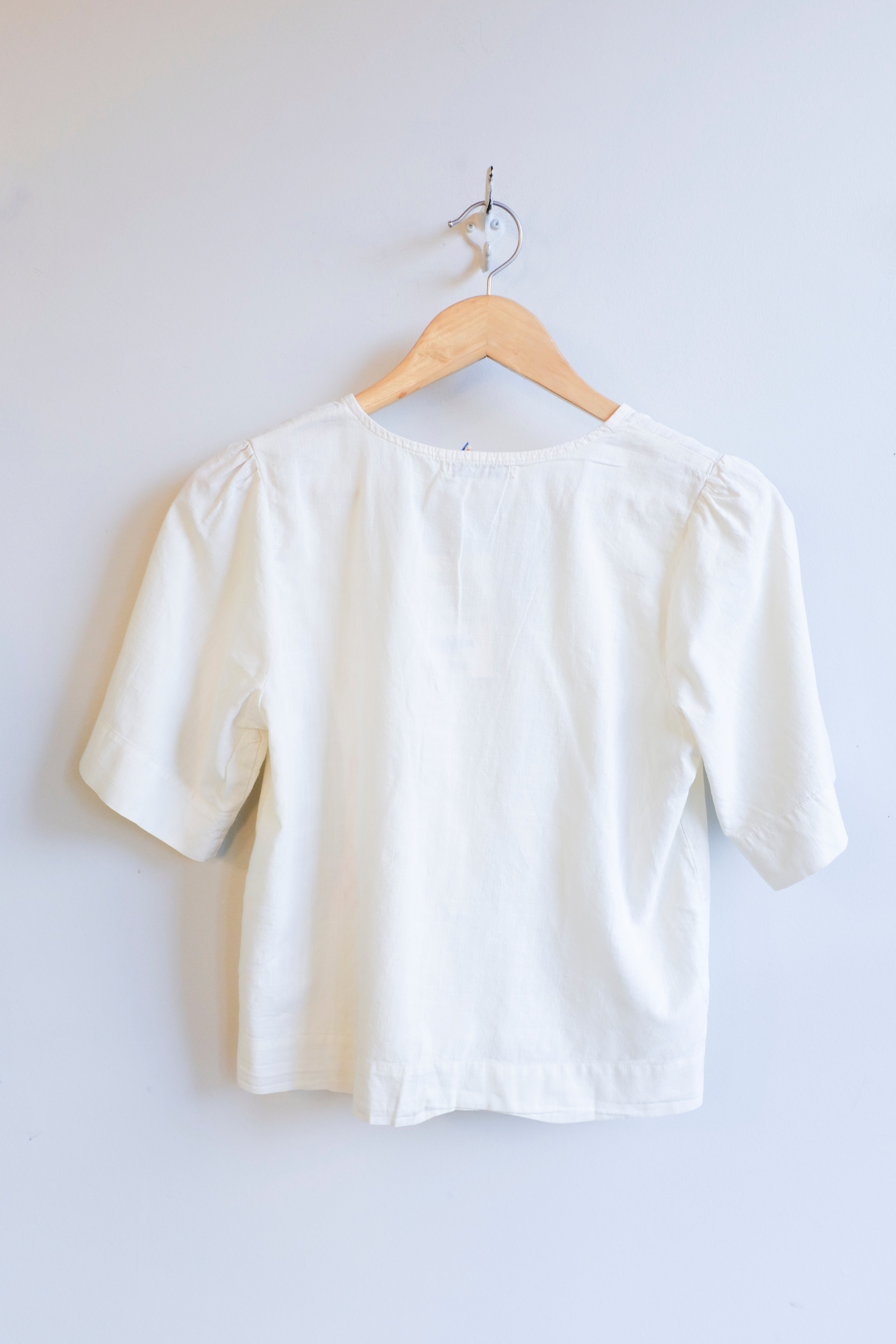 Bobo Choses - Embroidery Tied Blouse - Off-White - flat back